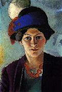 August Macke, Portrait of the artist's wife with a hat